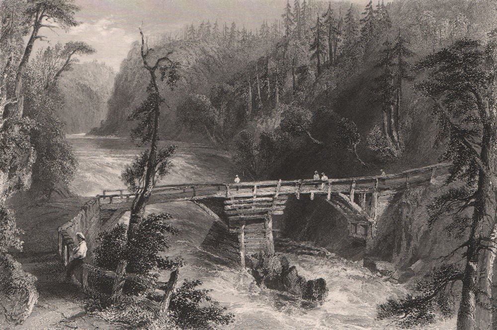 CANADA. Bridge near Quebec City. BARTLETT 1842 old antique print picture